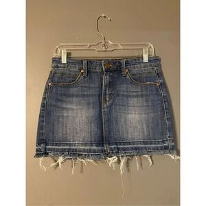 Forever 21 Contemporary Skirt Zip Fly Denim Jean Cut Off Mini Medium NWOT